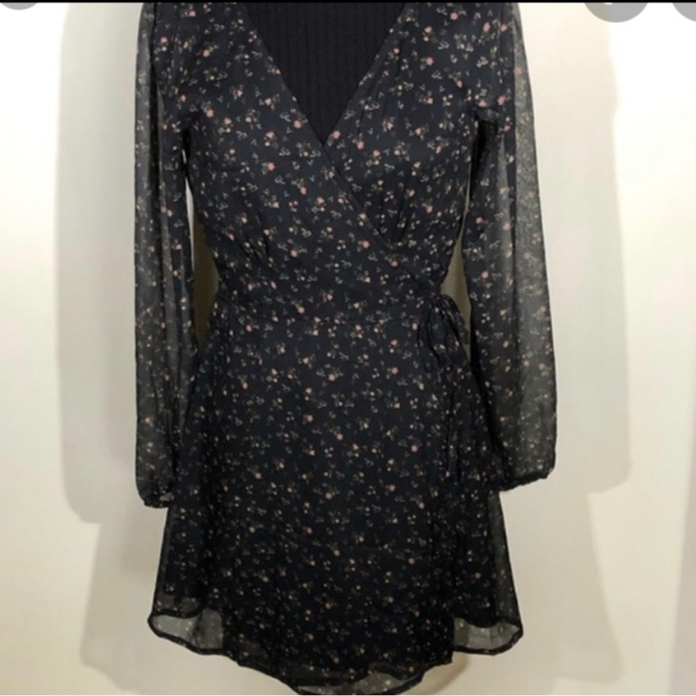 [Abercrombie and Fitch] Chiffon Black Wrap Mini Dress